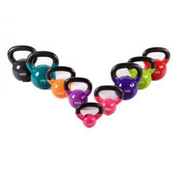 Colour-coded cast iron kettlebells 2kg to 20kg