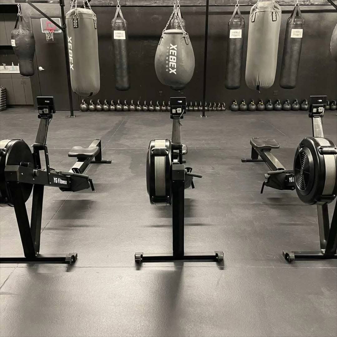 Rowing machines in training studio
