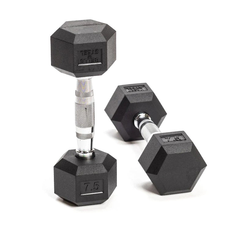 Pair of FiTME hex rubber dumbbells