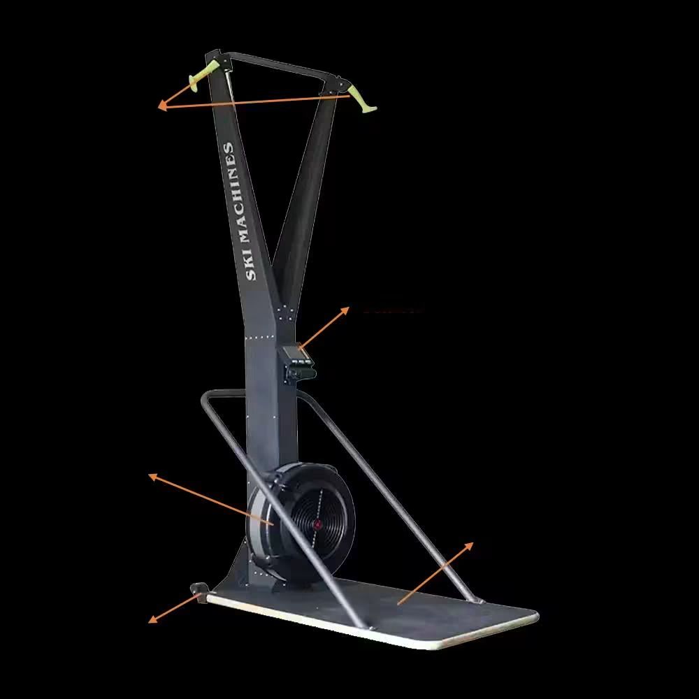Ski erg flywheel, monitor and handle detail